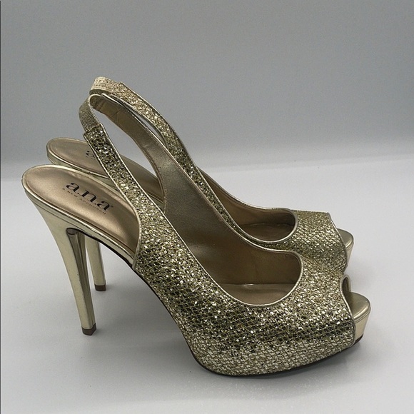 A.N.A Gold Stiletto Slingback Heels - Picture 1 of 5